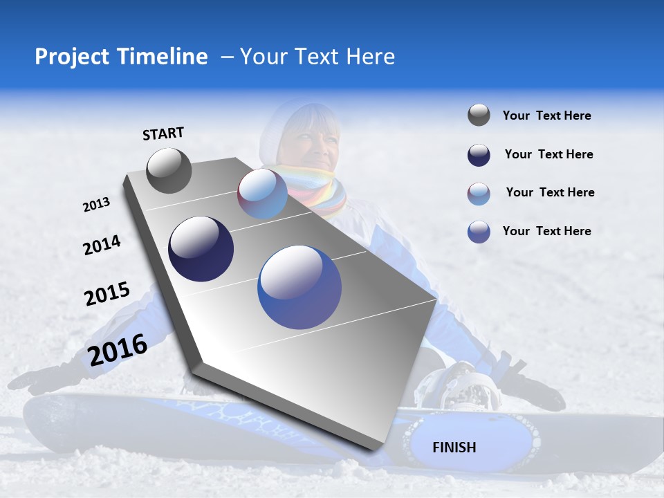 A Woman Sitting In The Snow With A Snowboard PowerPoint Template