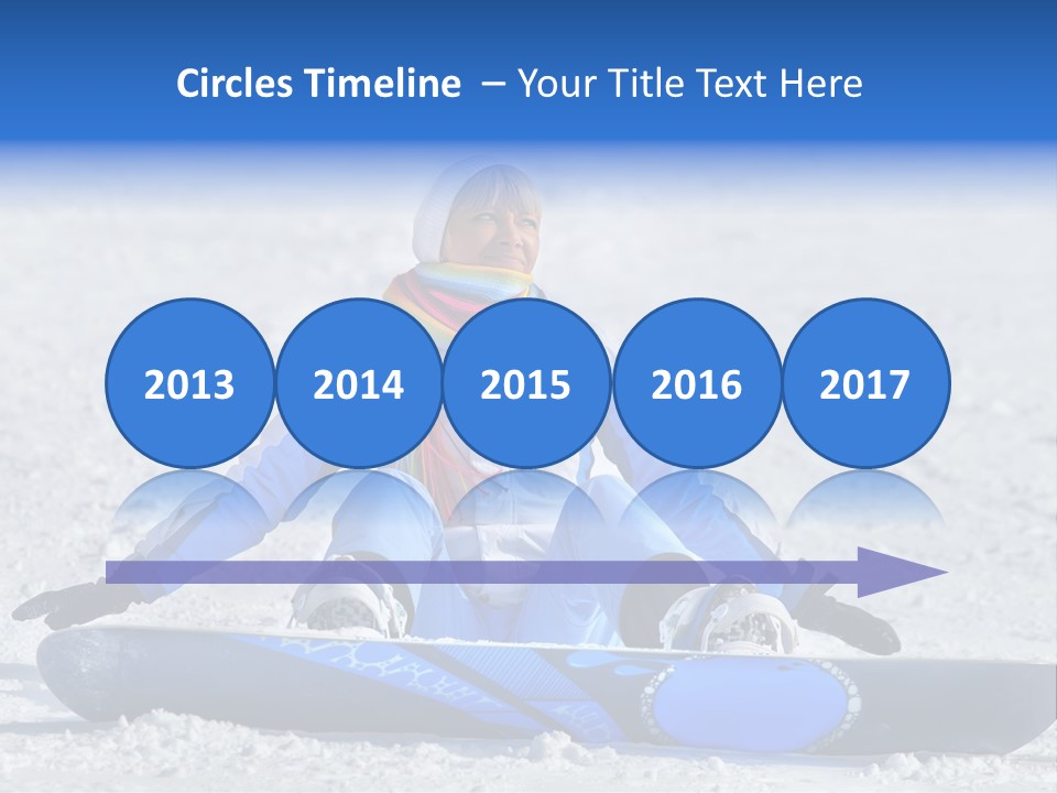 A Woman Sitting In The Snow With A Snowboard PowerPoint Template
