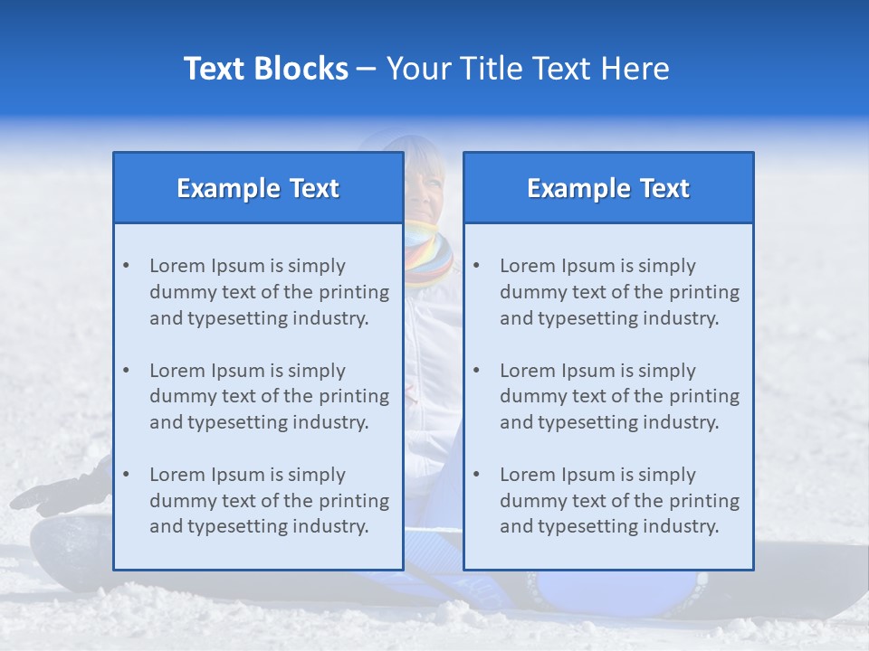 A Woman Sitting In The Snow With A Snowboard PowerPoint Template