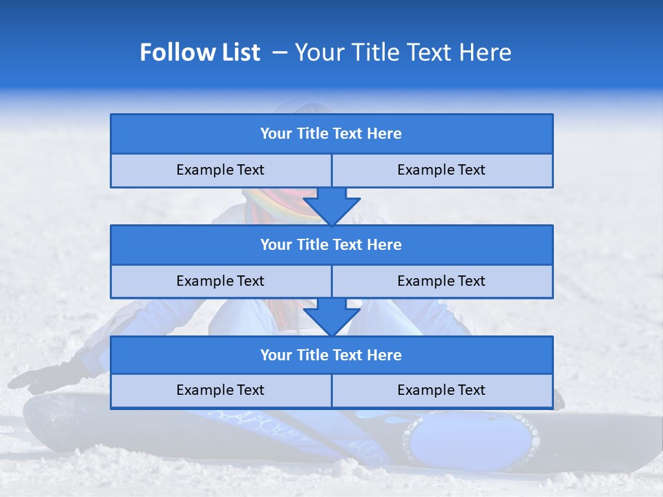 A Woman Sitting In The Snow With A Snowboard PowerPoint Template
