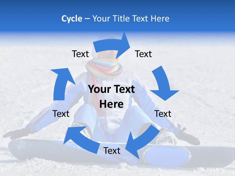 A Woman Sitting In The Snow With A Snowboard PowerPoint Template