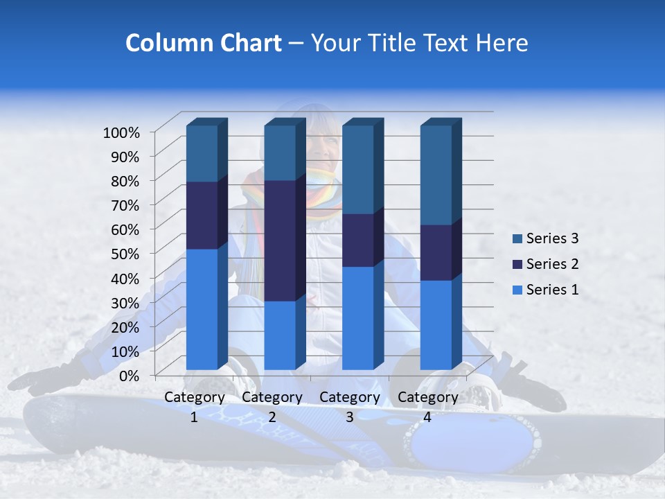 A Woman Sitting In The Snow With A Snowboard PowerPoint Template