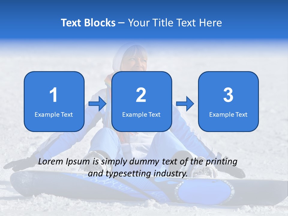 A Woman Sitting In The Snow With A Snowboard PowerPoint Template