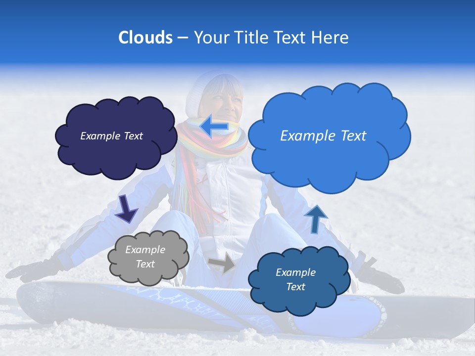 A Woman Sitting In The Snow With A Snowboard PowerPoint Template