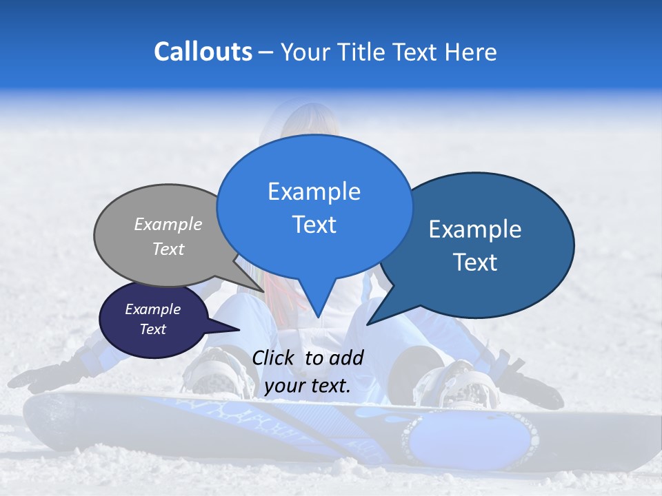 A Woman Sitting In The Snow With A Snowboard PowerPoint Template