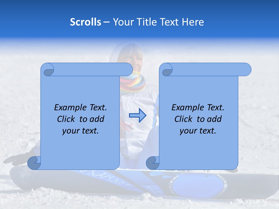A Woman Sitting In The Snow With A Snowboard PowerPoint Template