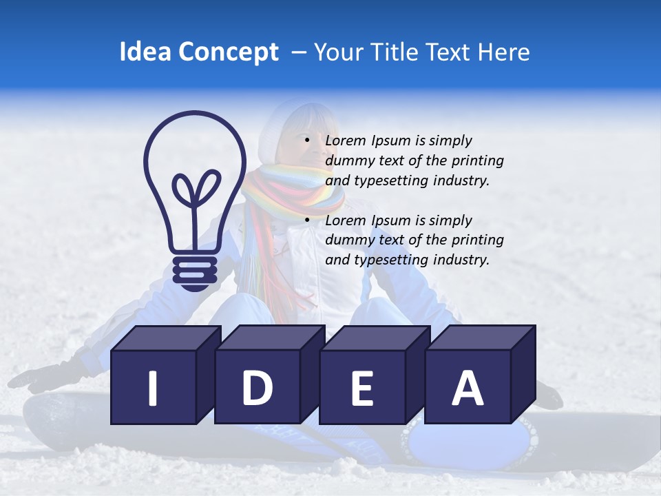 A Woman Sitting In The Snow With A Snowboard PowerPoint Template