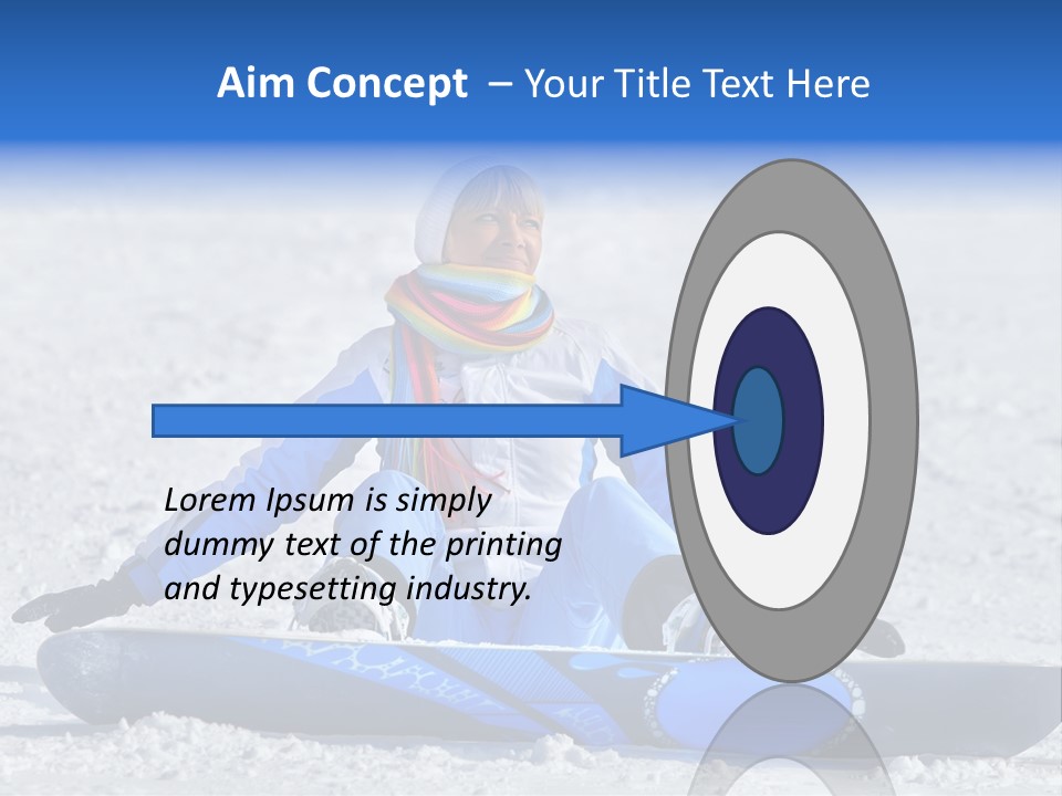 A Woman Sitting In The Snow With A Snowboard PowerPoint Template