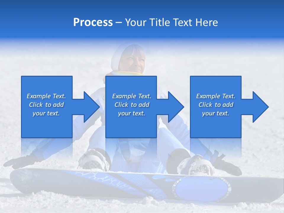A Woman Sitting In The Snow With A Snowboard PowerPoint Template