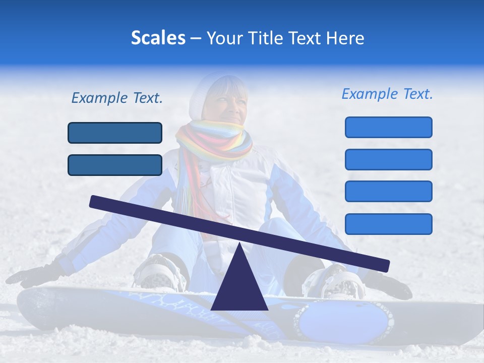 A Woman Sitting In The Snow With A Snowboard PowerPoint Template