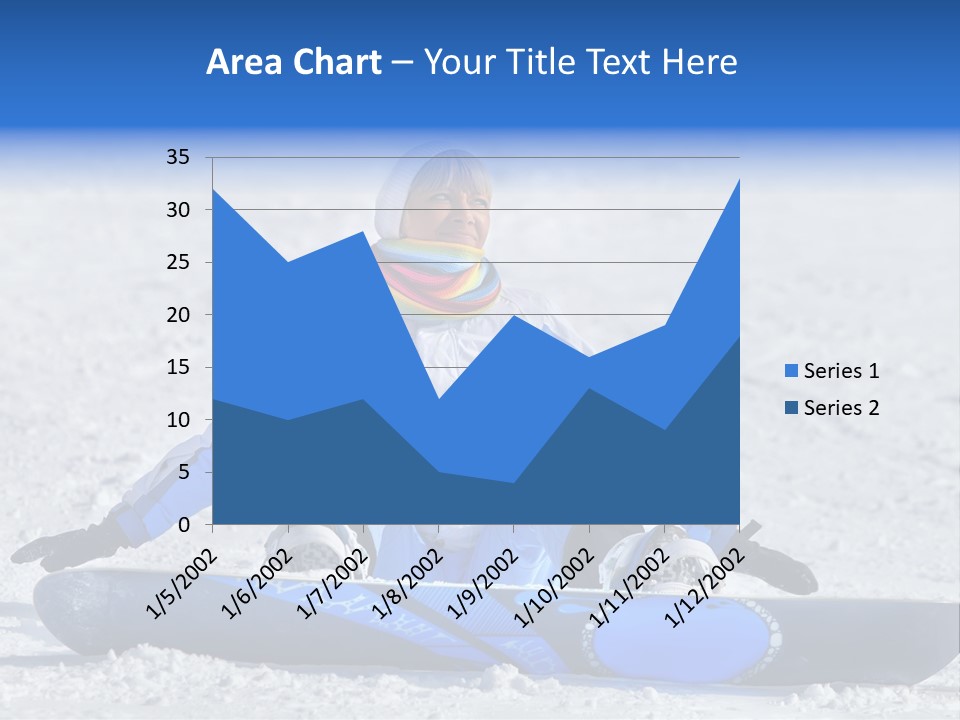 A Woman Sitting In The Snow With A Snowboard PowerPoint Template