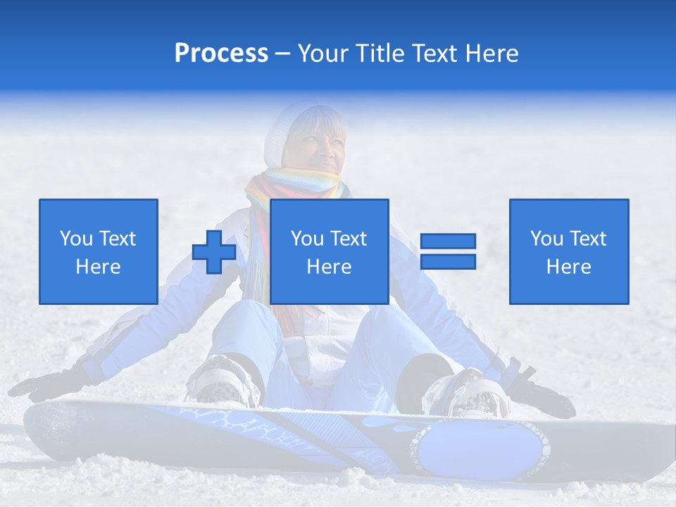 A Woman Sitting In The Snow With A Snowboard PowerPoint Template