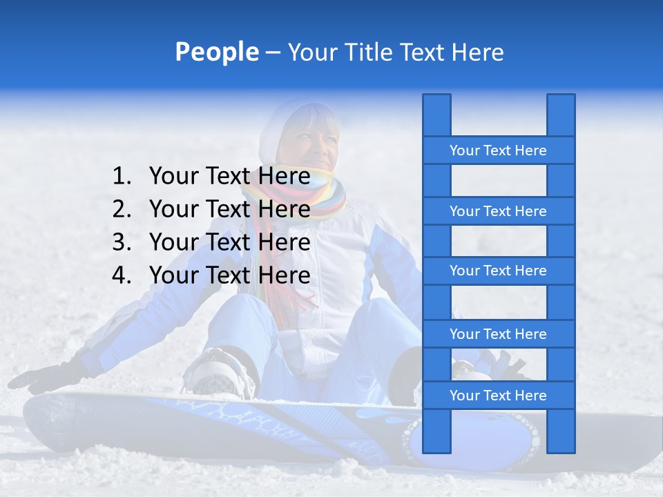 A Woman Sitting In The Snow With A Snowboard PowerPoint Template
