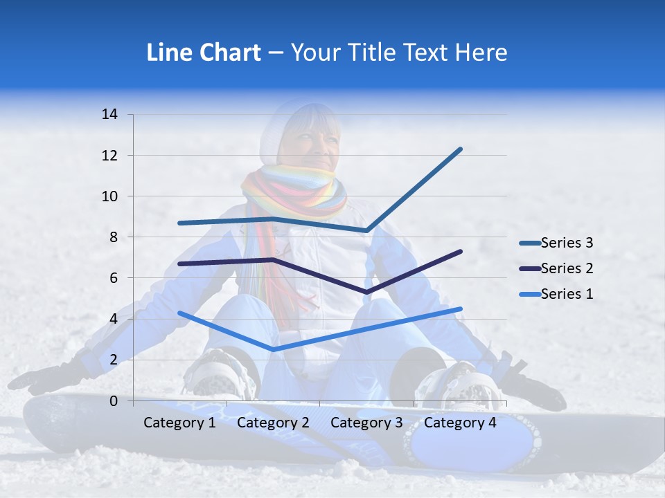 A Woman Sitting In The Snow With A Snowboard PowerPoint Template