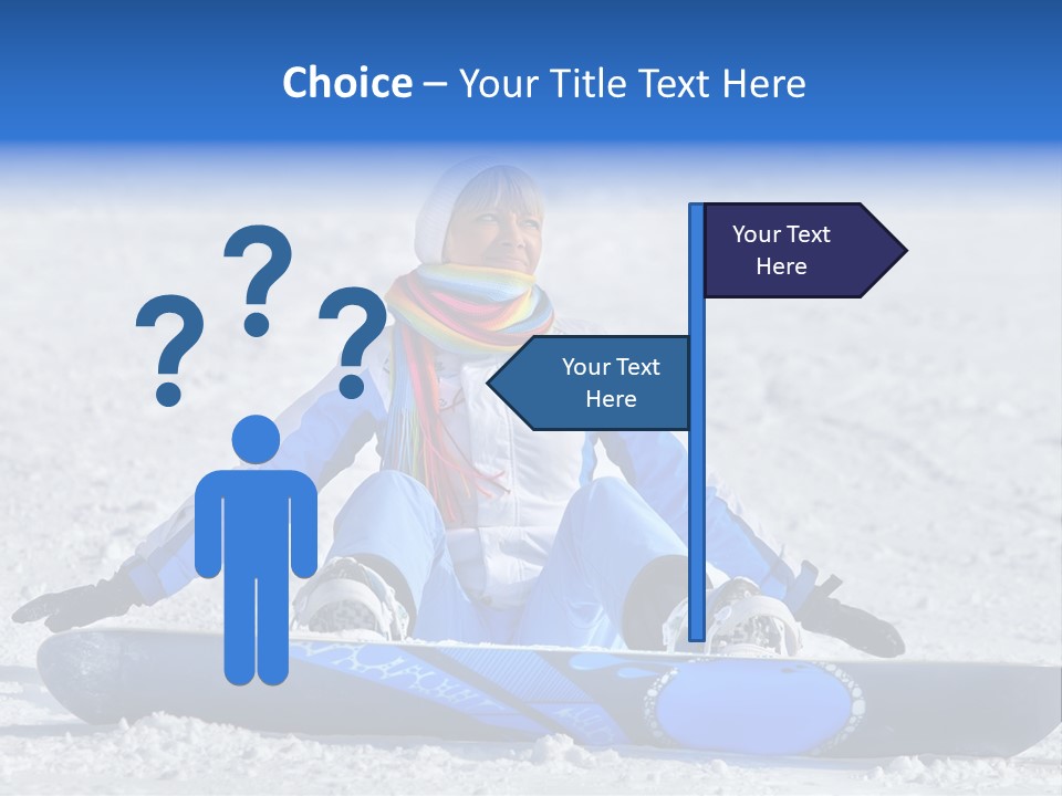 A Woman Sitting In The Snow With A Snowboard PowerPoint Template