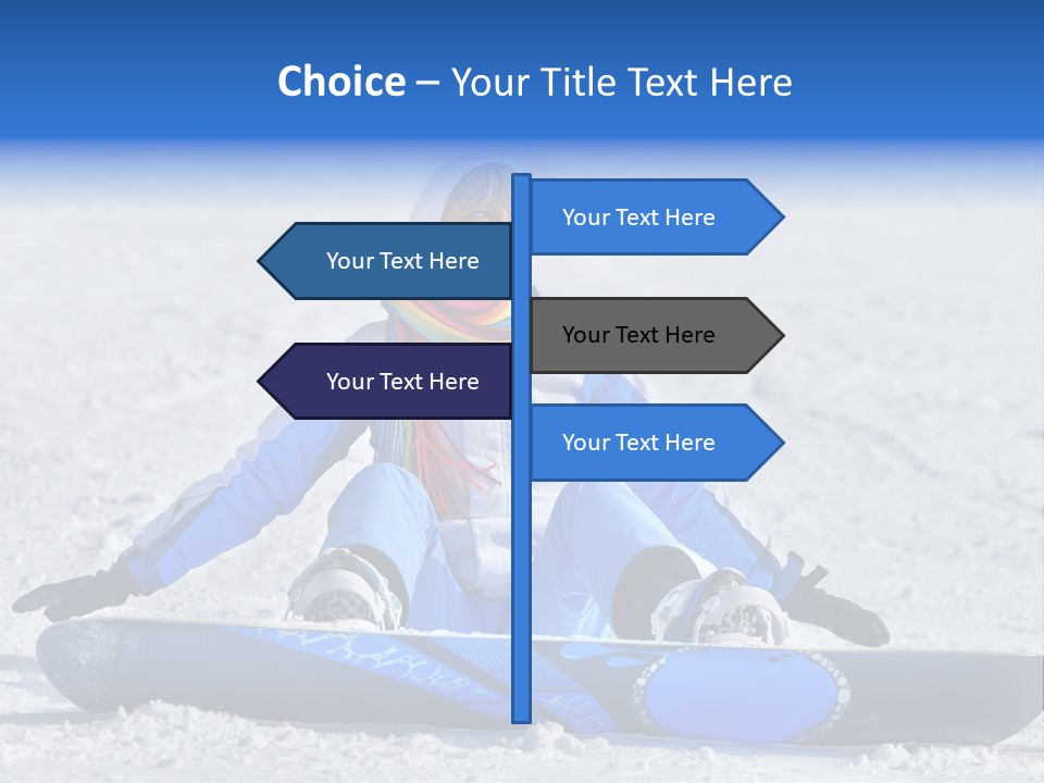 A Woman Sitting In The Snow With A Snowboard PowerPoint Template