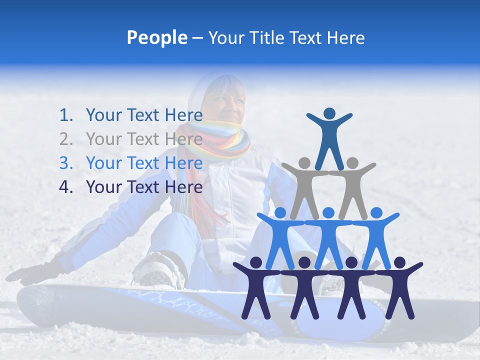 A Woman Sitting In The Snow With A Snowboard PowerPoint Template