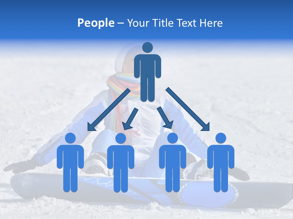 A Woman Sitting In The Snow With A Snowboard PowerPoint Template