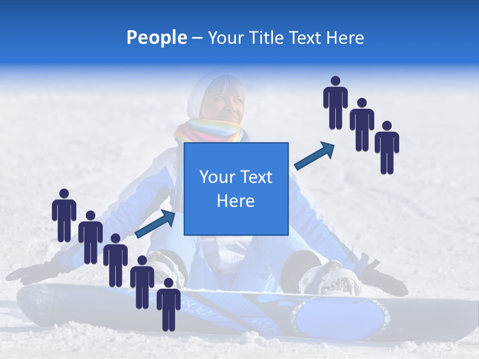 A Woman Sitting In The Snow With A Snowboard PowerPoint Template