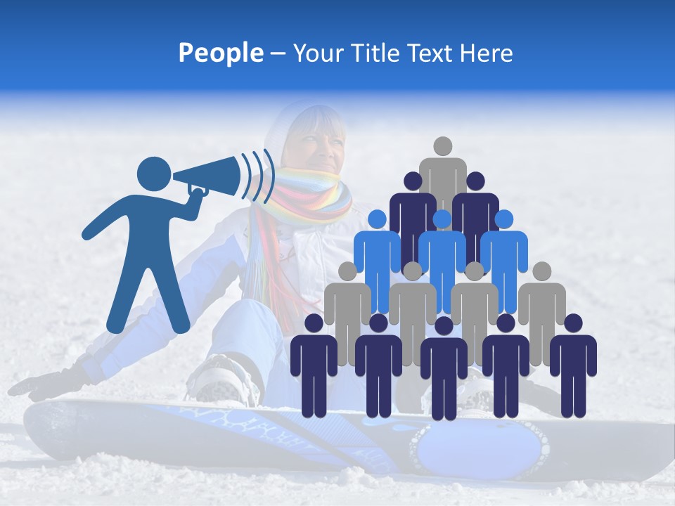 A Woman Sitting In The Snow With A Snowboard PowerPoint Template