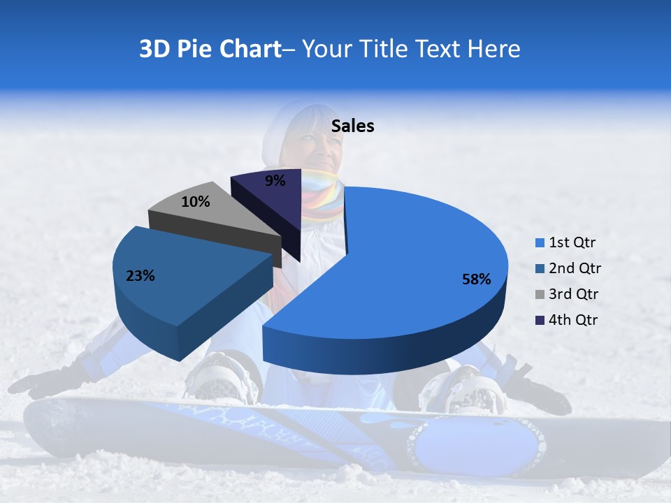 A Woman Sitting In The Snow With A Snowboard PowerPoint Template