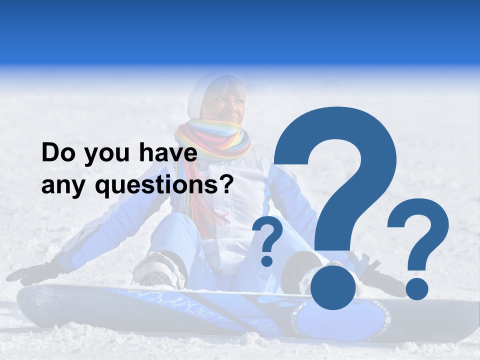 A Woman Sitting In The Snow With A Snowboard PowerPoint Template