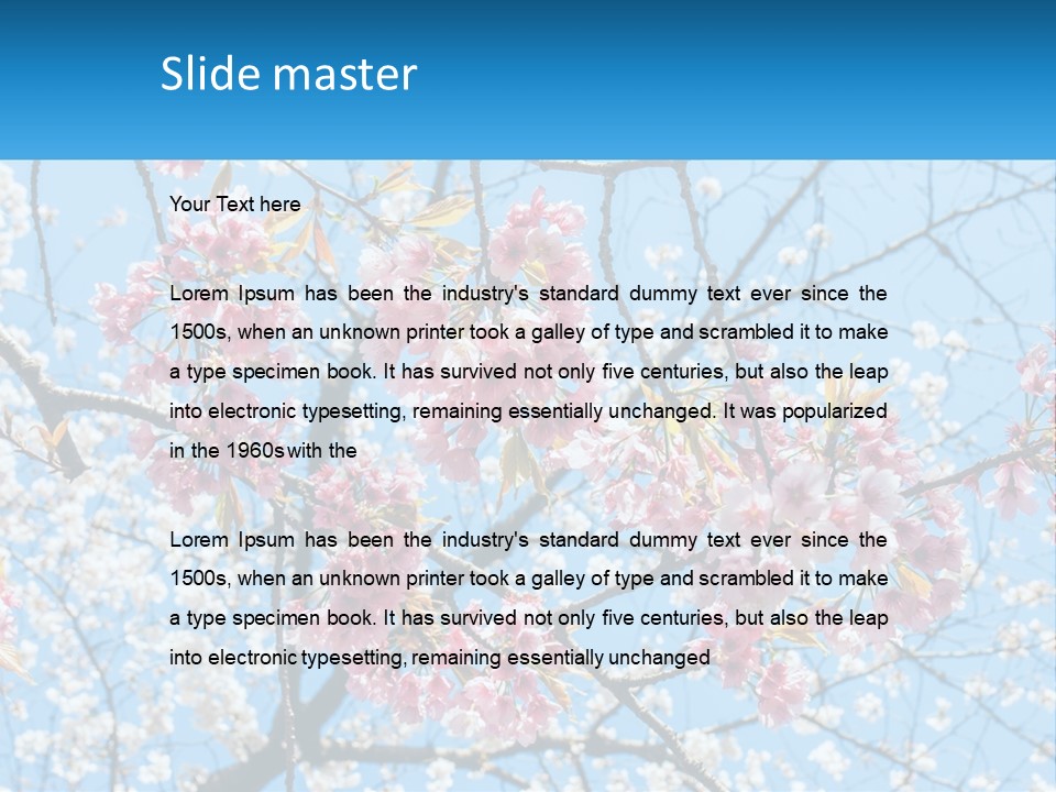 A Tree With Pink Flowers And Blue Sky In The Background PowerPoint Template