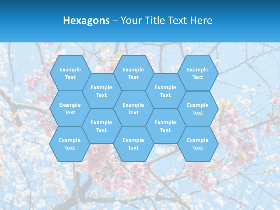 A Tree With Pink Flowers And Blue Sky In The Background PowerPoint Template