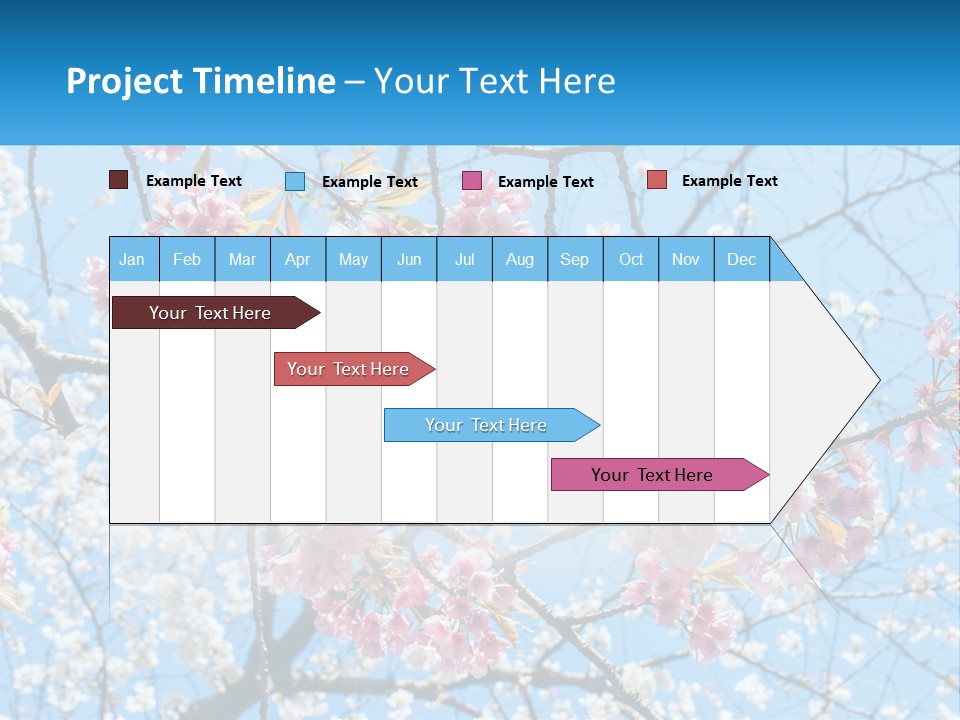 A Tree With Pink Flowers And Blue Sky In The Background PowerPoint Template
