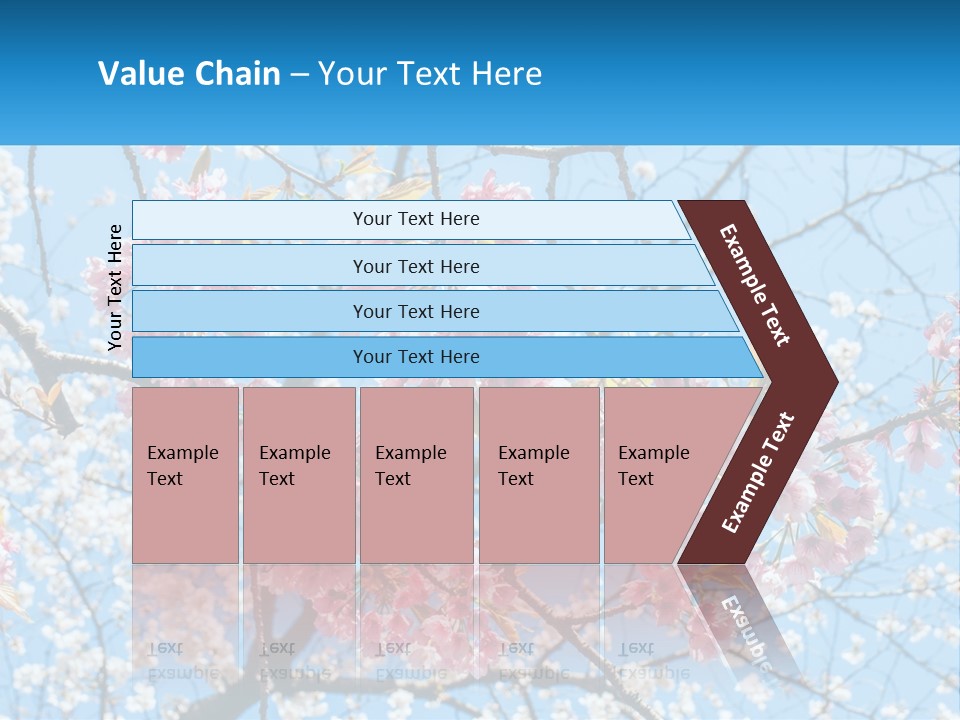 A Tree With Pink Flowers And Blue Sky In The Background PowerPoint Template