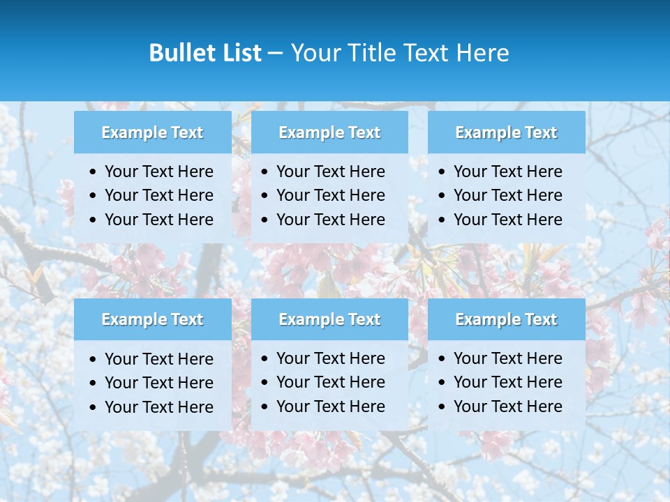 A Tree With Pink Flowers And Blue Sky In The Background PowerPoint Template