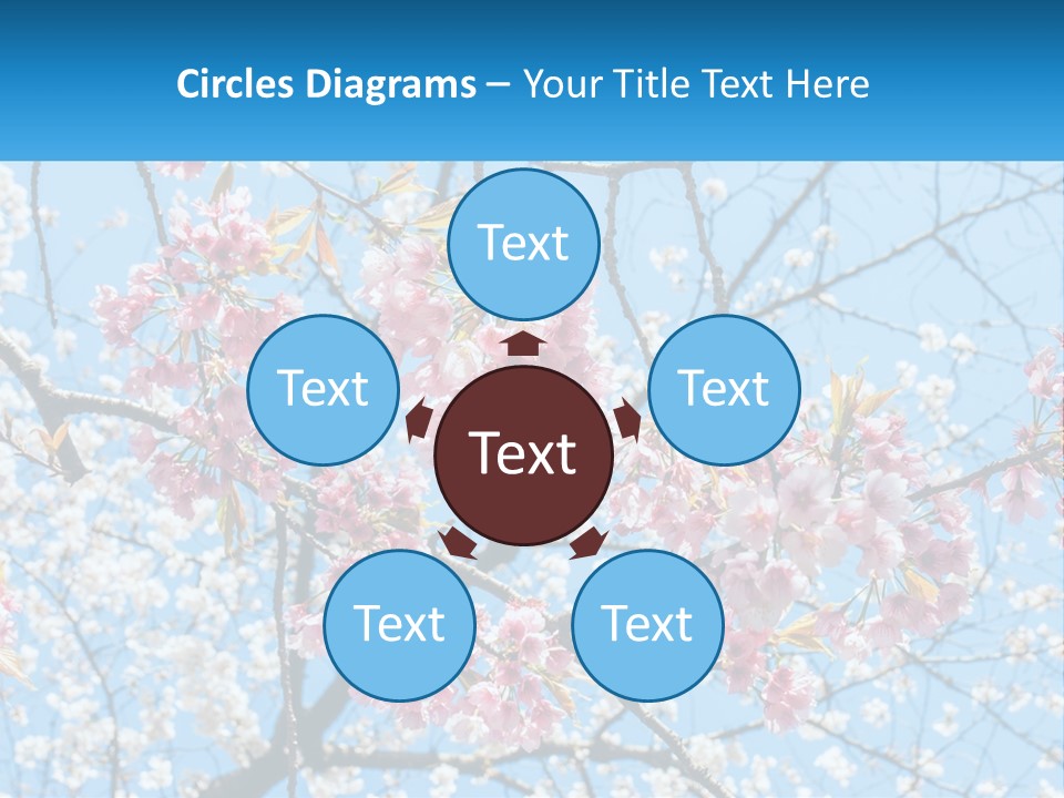 A Tree With Pink Flowers And Blue Sky In The Background PowerPoint Template