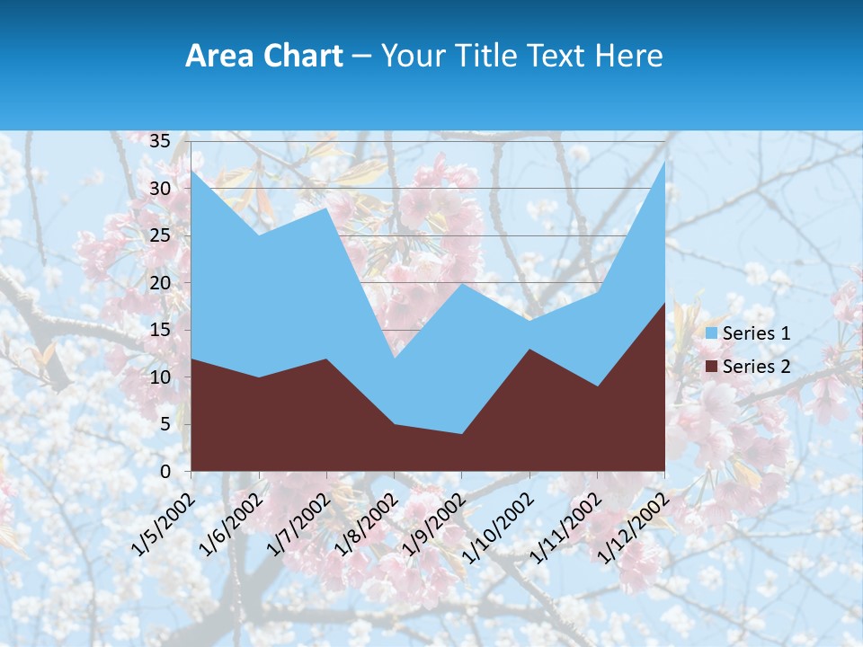 A Tree With Pink Flowers And Blue Sky In The Background PowerPoint Template