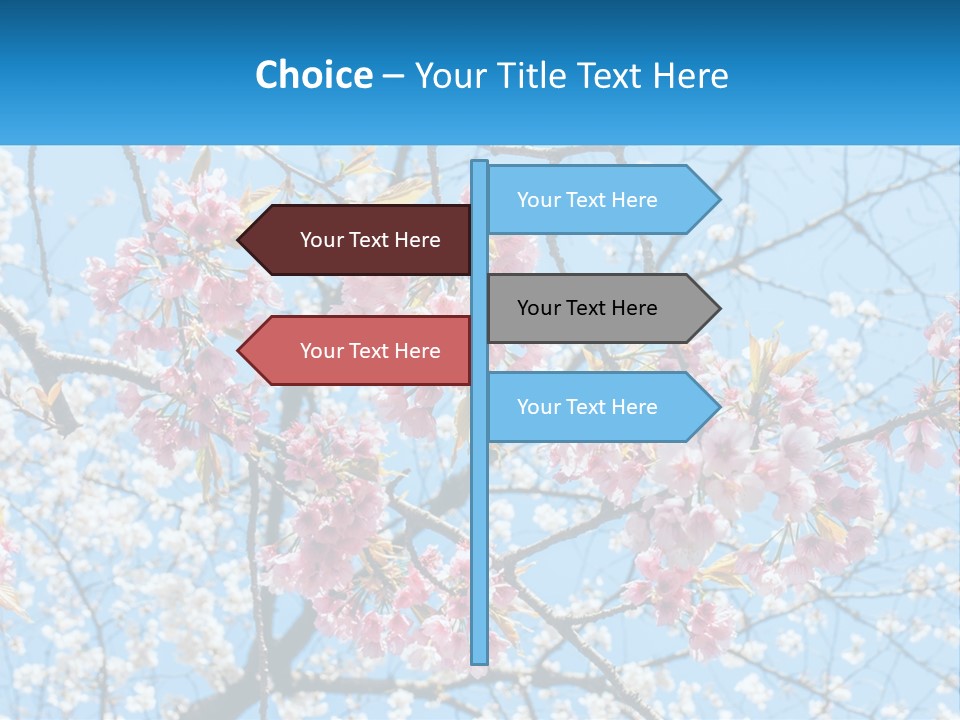 A Tree With Pink Flowers And Blue Sky In The Background PowerPoint Template