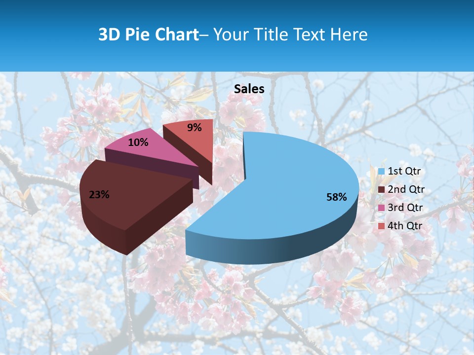 A Tree With Pink Flowers And Blue Sky In The Background PowerPoint Template
