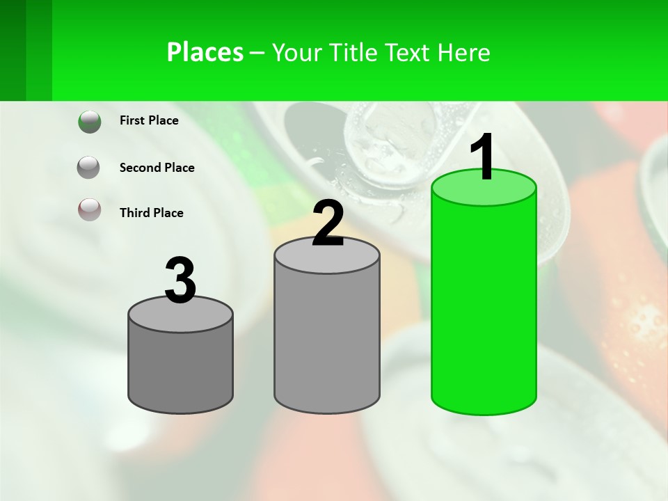 A Group Of Soda Cans With A Green Label PowerPoint Template