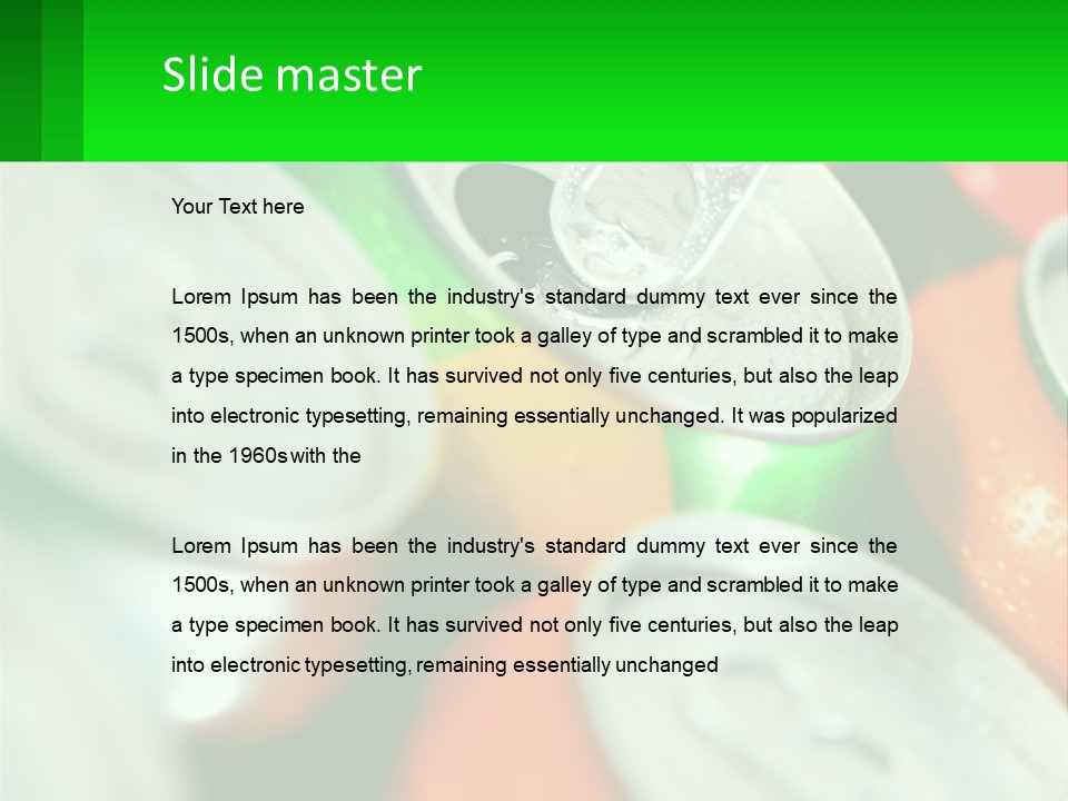 A Group Of Soda Cans With A Green Label PowerPoint Template