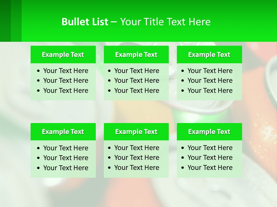 A Group Of Soda Cans With A Green Label PowerPoint Template