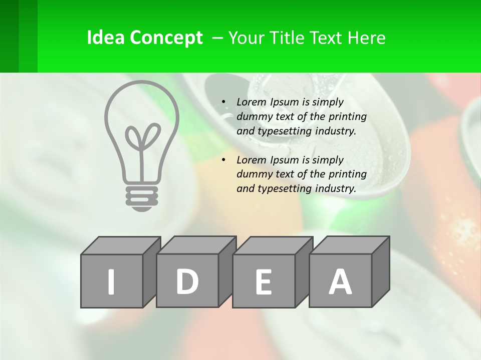 A Group Of Soda Cans With A Green Label PowerPoint Template