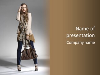 A Woman With A Handbag Is Posing For A Picture PowerPoint Template