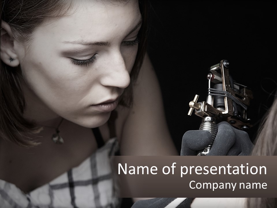 A Woman Holding A Camera Up To Her Face PowerPoint Template