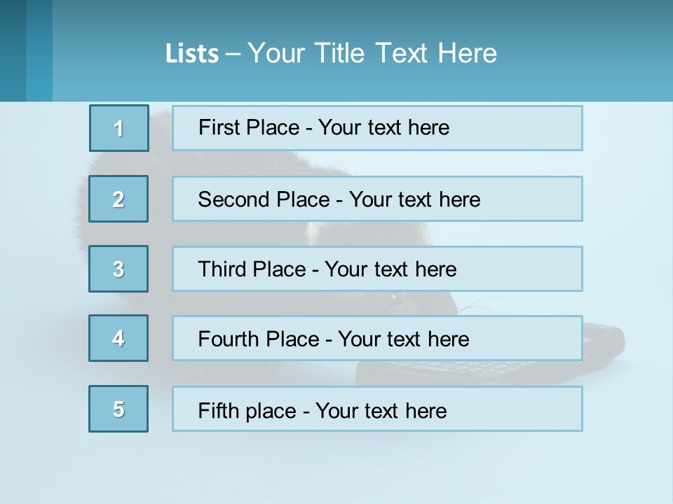 A Ferret Looking At A Cell Phone On A Blue Background PowerPoint Template