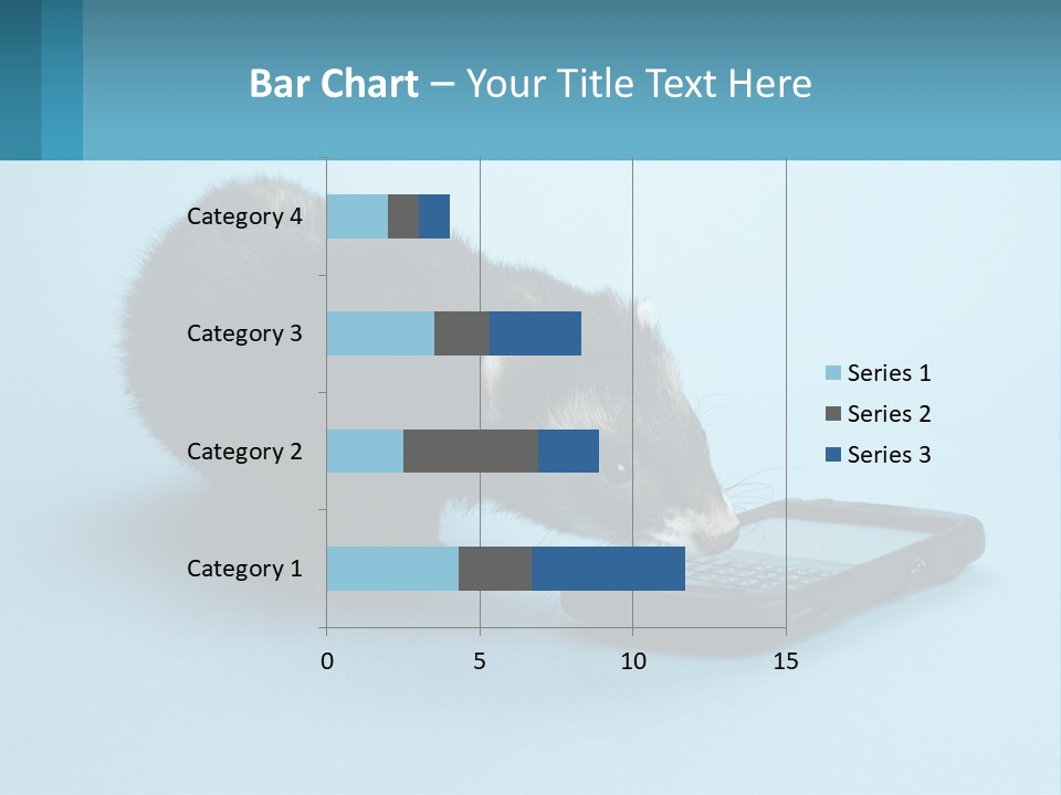 A Ferret Looking At A Cell Phone On A Blue Background PowerPoint Template