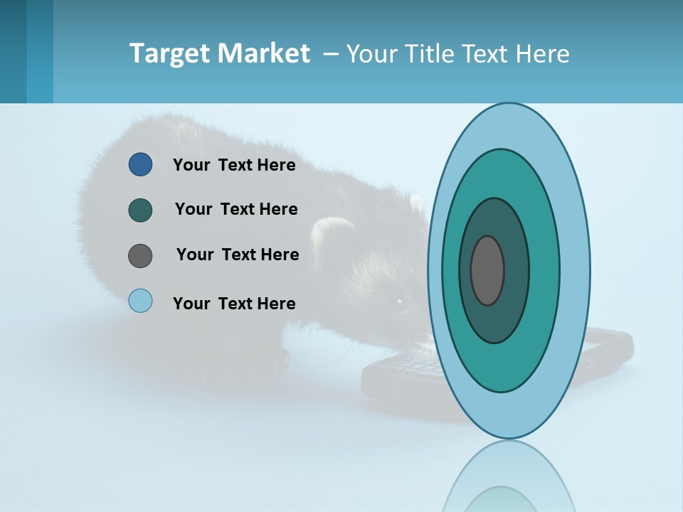 A Ferret Looking At A Cell Phone On A Blue Background PowerPoint Template