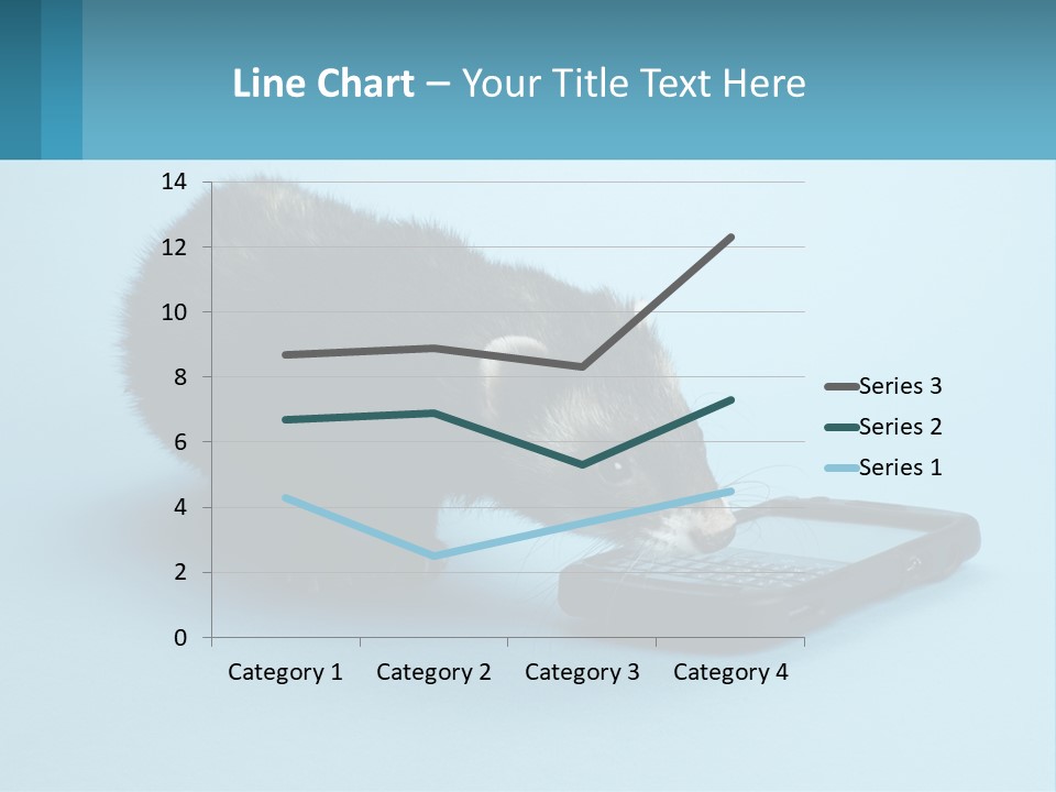 A Ferret Looking At A Cell Phone On A Blue Background PowerPoint Template