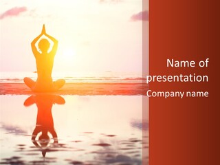 A Person Doing Yoga On The Beach With The Sun In The Background PowerPoint Template