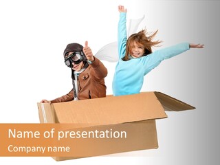 A Couple Of Kids Are In A Box PowerPoint Template