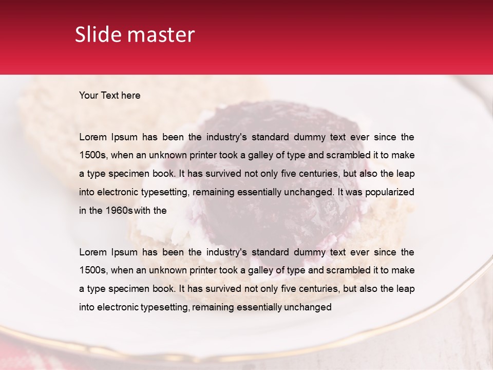 A White Plate Topped With A Pastry Covered In Jelly PowerPoint Template