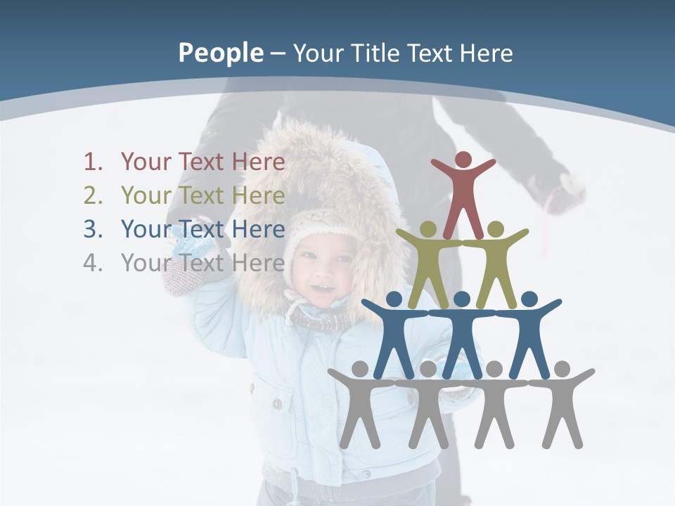A Woman And A Child Playing In The Snow PowerPoint Template