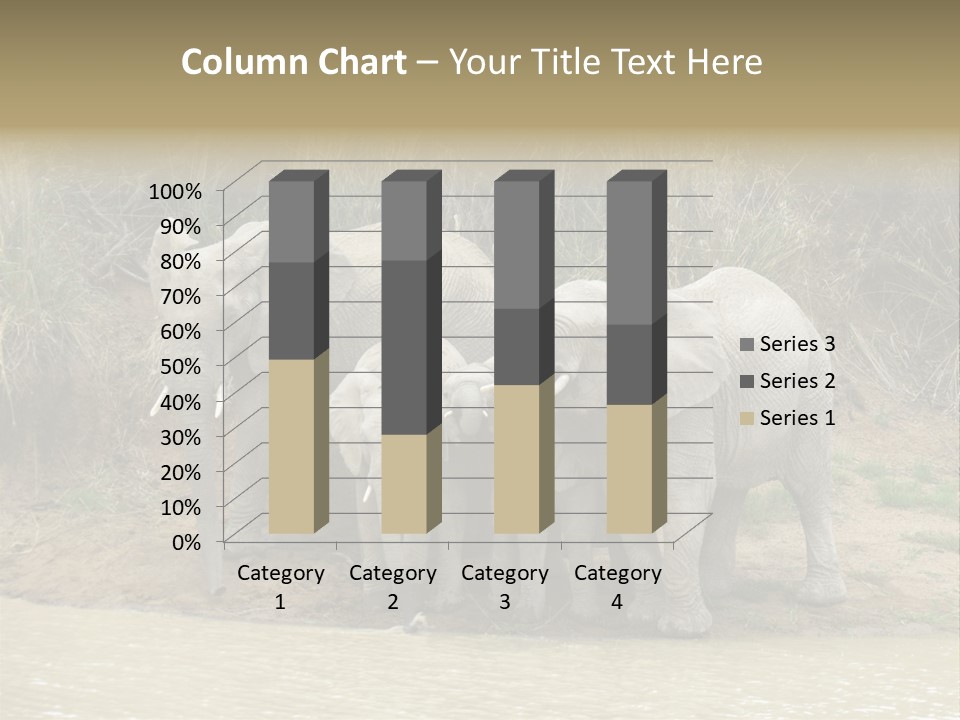 A Herd Of Elephants Standing Next To A Body Of Water PowerPoint Template